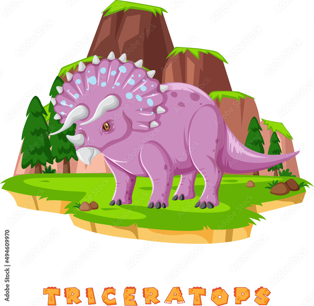 Dinosaur wordcard for triceratops