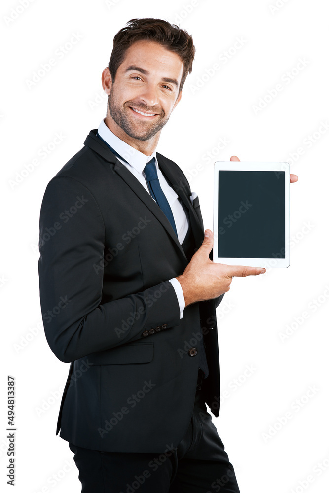 isnt this a great place to display your business. Studio shot of a handsome young businessman posing