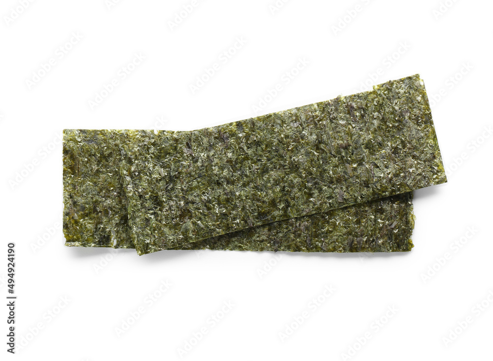 Tasty seaweed sheets isolated on white background