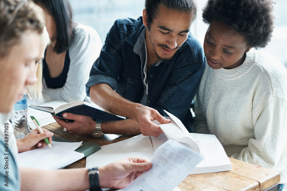 Working together makes a better end result for every student. Shot of a study group going over work 