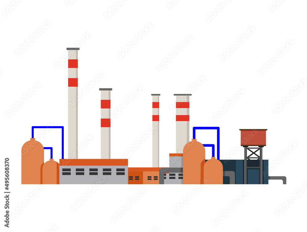 工厂工业建筑发电厂矢量