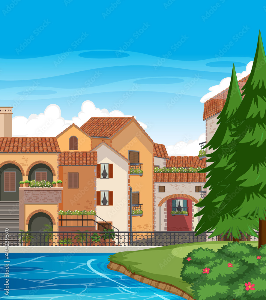 Italy town style house and building landscape