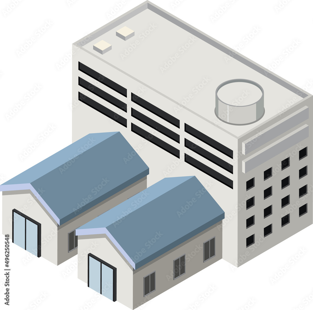 白底等距建筑