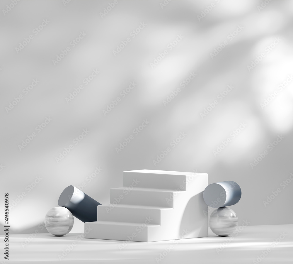 Abstract Minimal Modern White Podium Platform For Product Display Showcase 3D Rendering