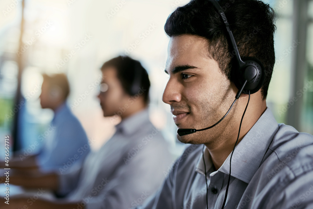 The expert advice you seek is just a call away. Cropped shot of a call centre agent working in an of