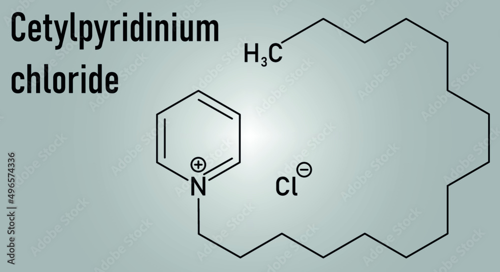 氯化十六烷基吡啶防腐分子。骨骼配方。