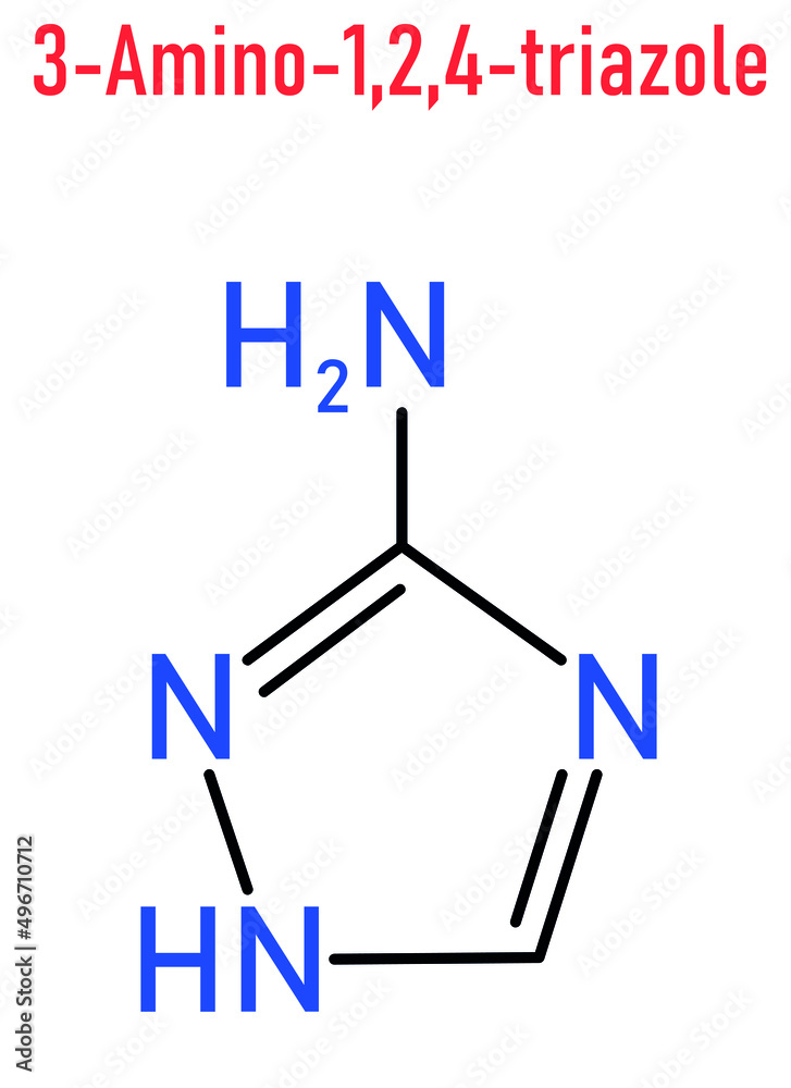 3-氨基-1,2,4-三唑（3-AT，阿米特罗）除草剂分子。骨架配方。