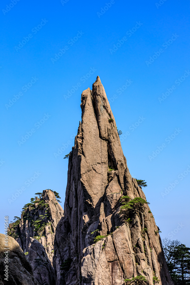 Beautiful stone mountain natural landscape in Huangshan, Anhui, China.