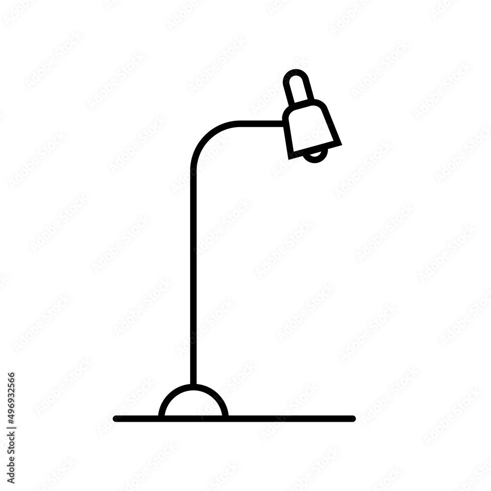 Desk lamp for lighting in the form of a line sign, office lamp, illustration of the drawing of the l