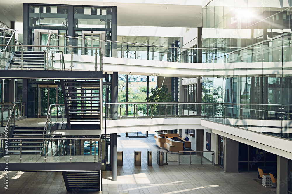 This is the current development project. Shot of an empty three story building from the inside cover