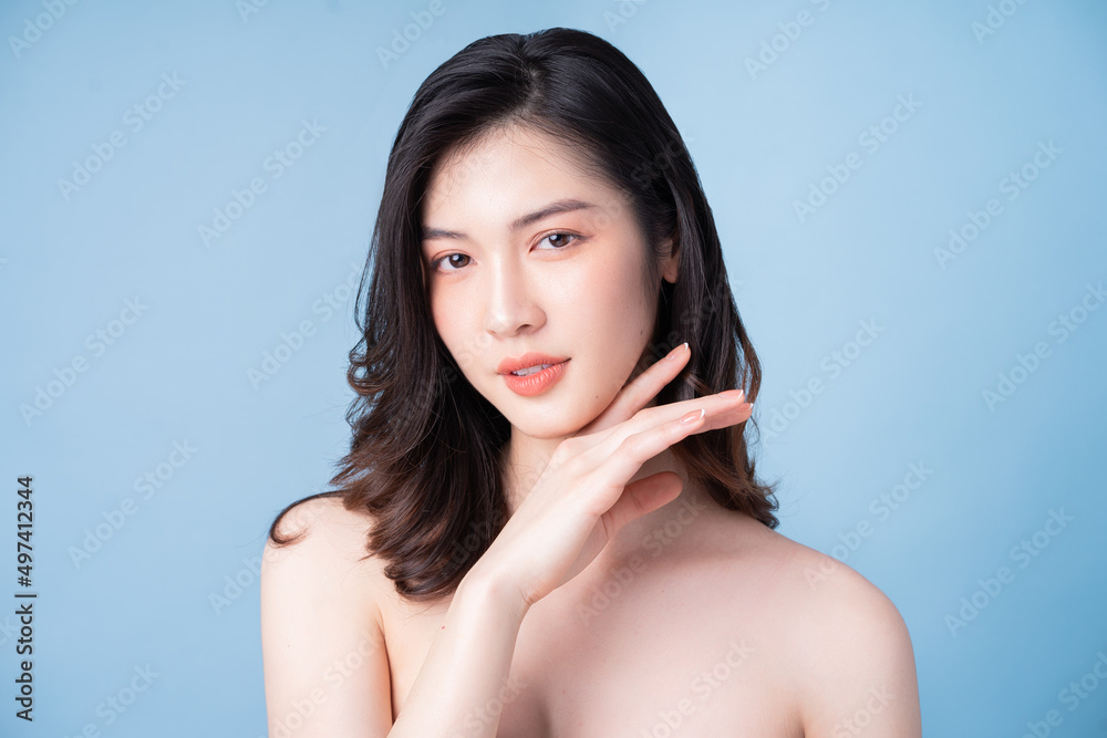 Attractive young Asian woman with fresh skin. Face care, facial treatment, , woman beauty skin isola