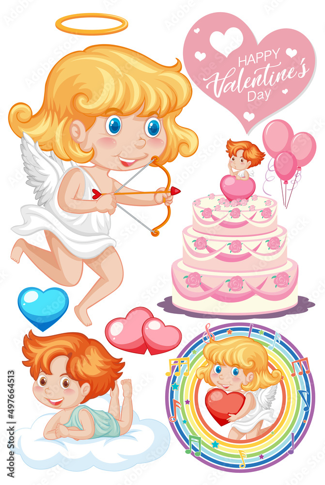 Valentine theme with cupid and cake