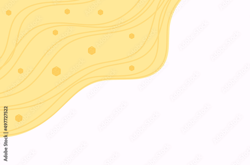 Abstract honey background with hexagon shape and fluid lines vector illustration.