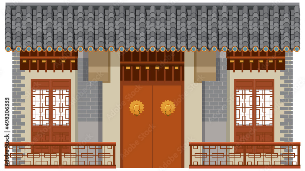 Chinese traditional building on white background