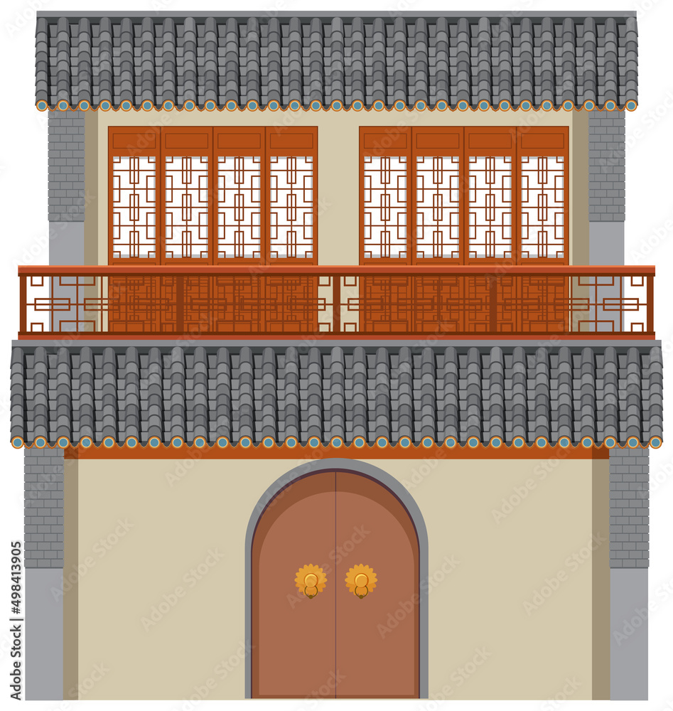 白底中国传统建筑