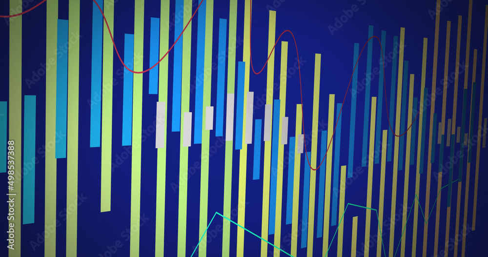 Image of data processing on blue background