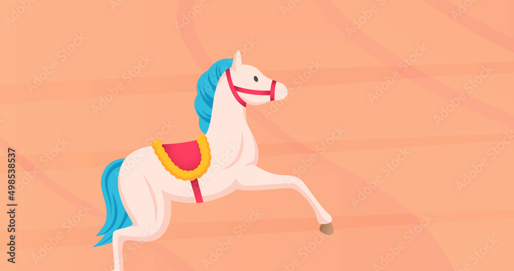 Image of toy horse rocking over orange background