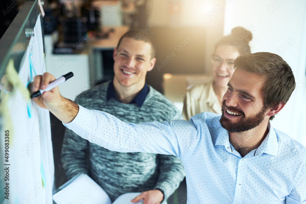 Their plans all end in success. Shot of a group of businesspeople brainstorming in an office.