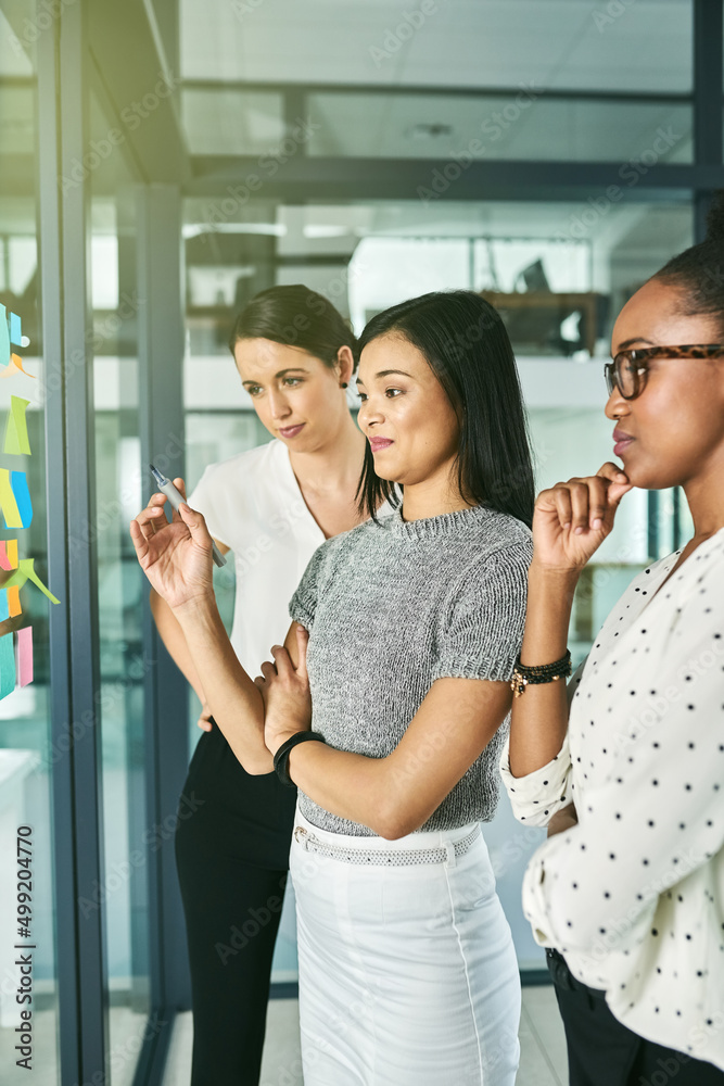 Start with a plan. Cropped shot of three businesswoman strategising in their office.