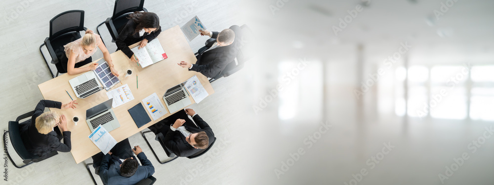 Business people group meeting shot from top widen view in office . Profession businesswomen, busines