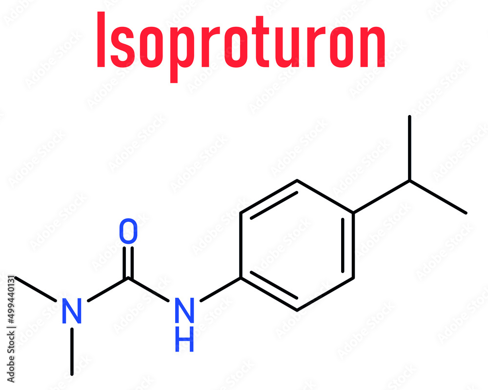 异丙隆除草剂分子。骨架化学式。