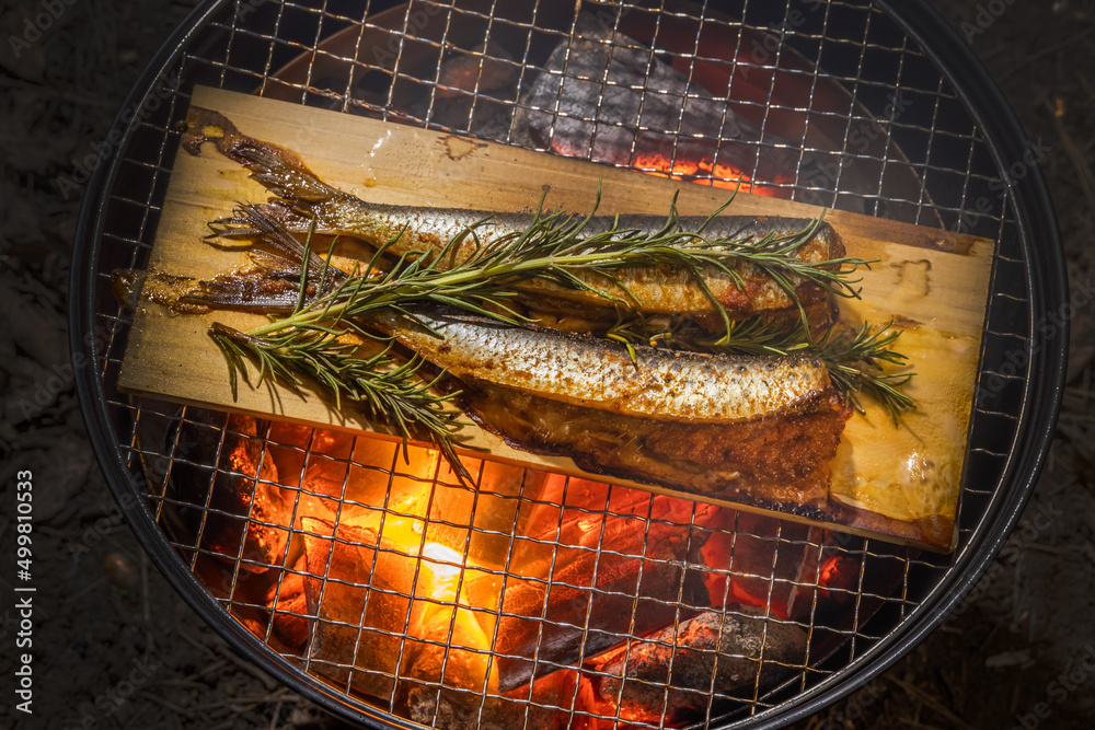 プランクバーベキュー　Wood Plank barbecue of seafood 