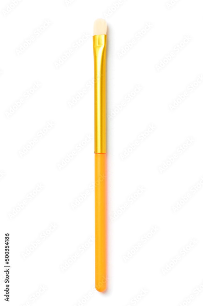 Colorful makeup brush on white background