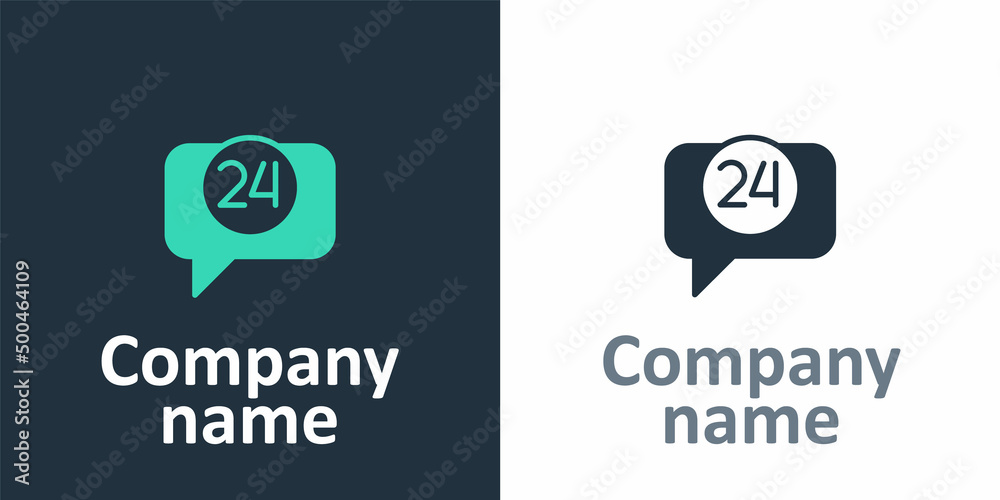 Logotype Telephone 24 hours support icon isolated on white background. All-day customer support call