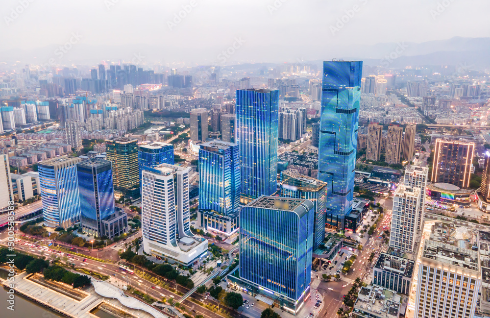 Large-format aerial photography of Fuzhou city night scene