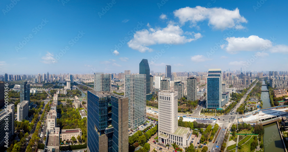 aerial photography ningbo city architecture landscape skyline large format