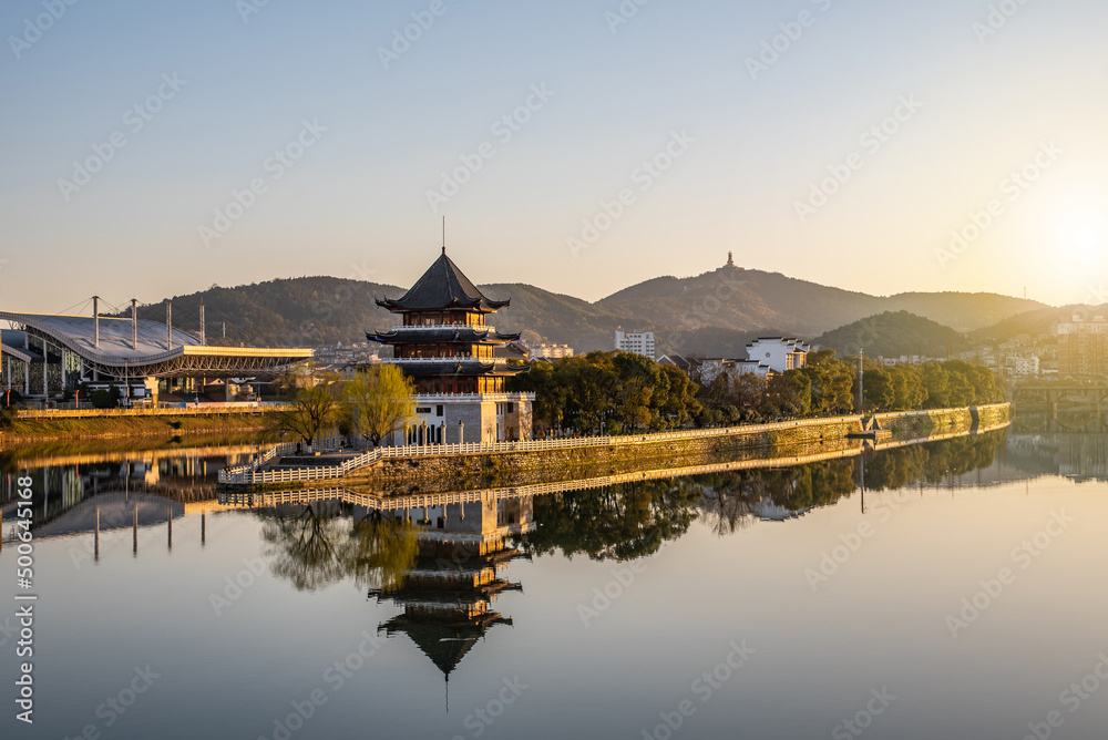 Scenery of Zhuangyuanzhou in Lujiang River, Liling, Hunan Province, China