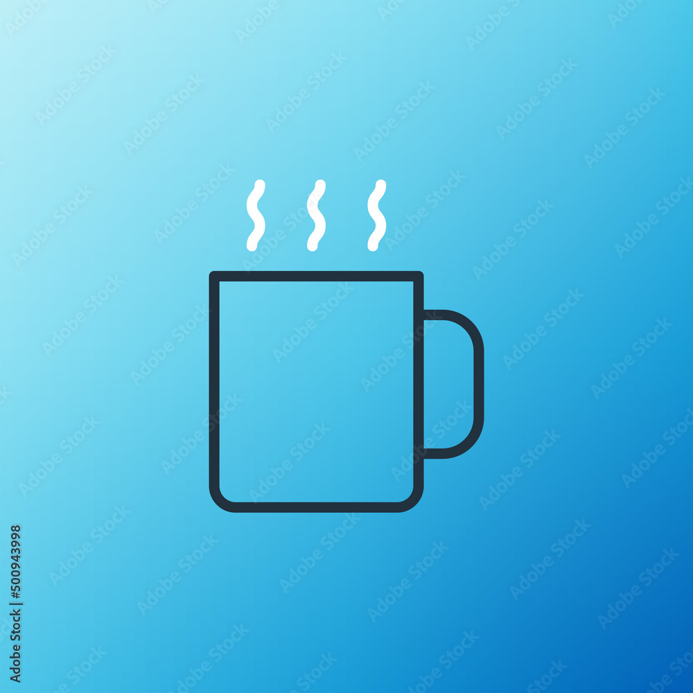 Line Cup of tea icon isolated on blue background. Colorful outline concept. Vector