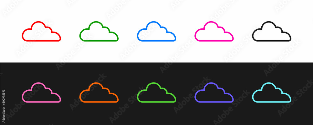 将线条云图标隔离在黑白背景上。矢量