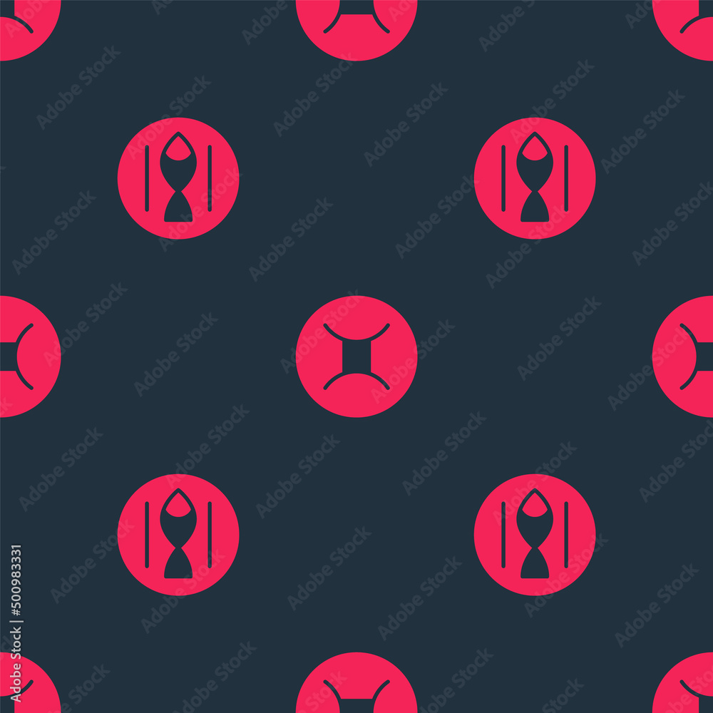 Set Pisces zodiac and Gemini on seamless pattern. Vector