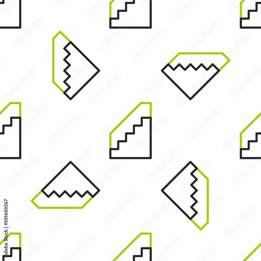 白色背景上的线条阶梯图标隔离无缝图案。矢量