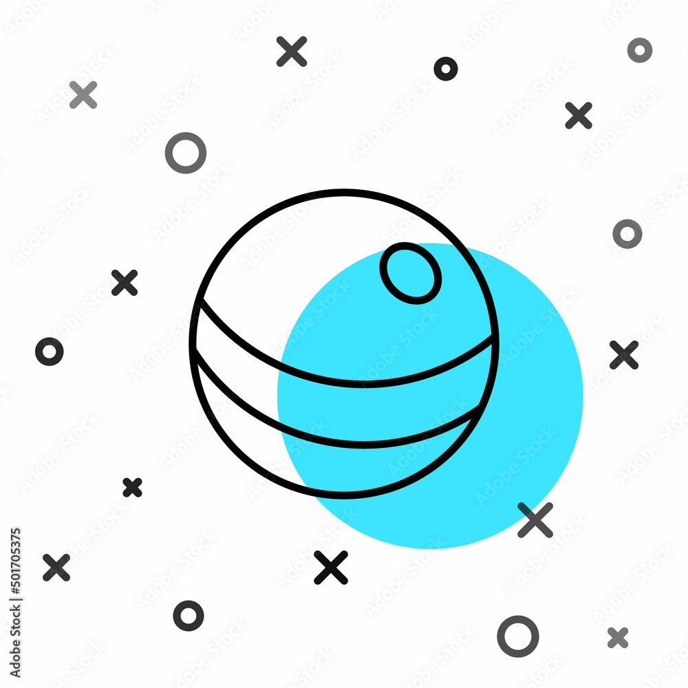 Black line Beach ball icon isolated on white background. Children toy. Random dynamic shapes. Vector