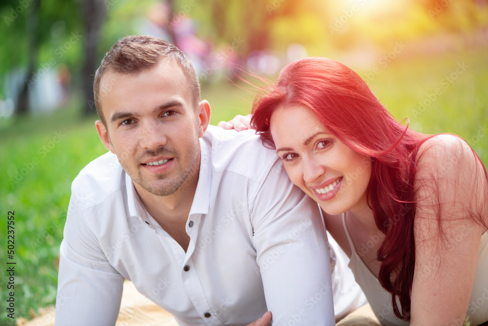 Young couple on a date in the park