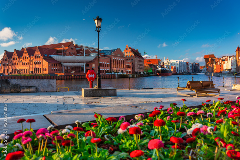 Spring over the Motława River in Gdansk. Poland