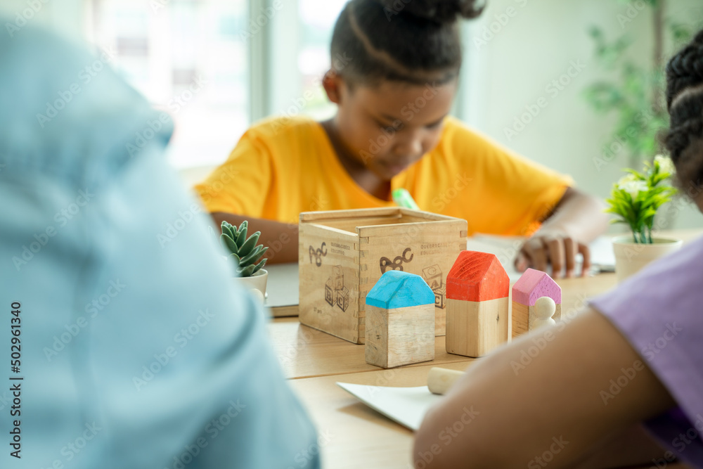 African American children In Elementary School Class,Elementary Classroom with Diverse Group of Chil