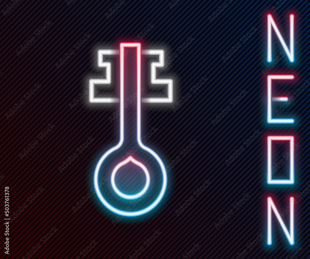 Glowing neon line Old magic key icon isolated on black background. Colorful outline concept. Vector