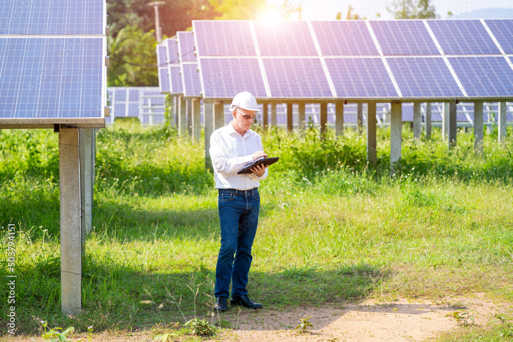 Engineer checking the operation of the system,Alternative energy to conserve the worlds energy,The 