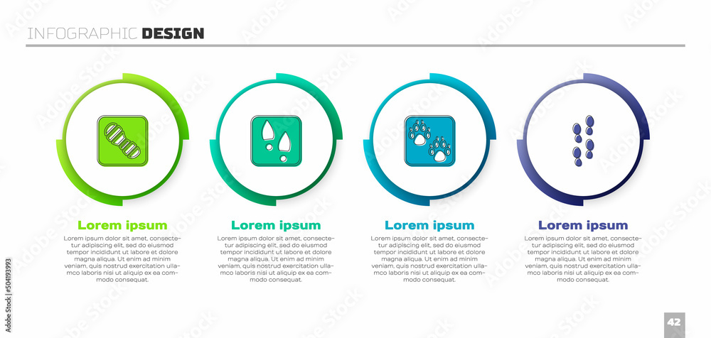 设置人类足迹鞋、爪和。商业信息图模板。矢量