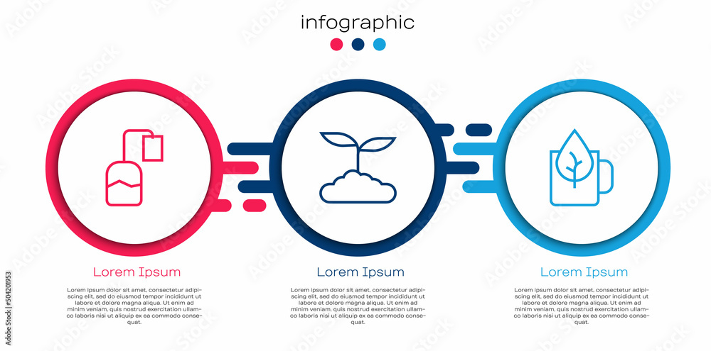 用.商业信息图模板.Vvector设置袋泡茶、茶叶和一杯茶