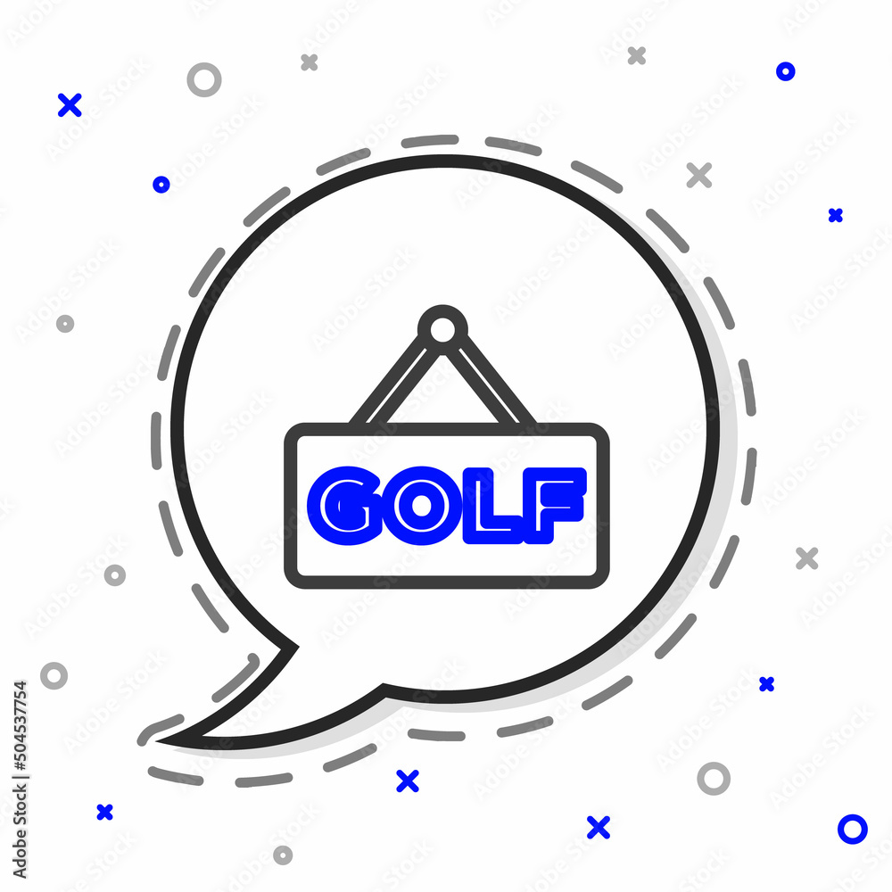 Line Golf标签图标隔离在白色背景上。彩色轮廓概念。矢量