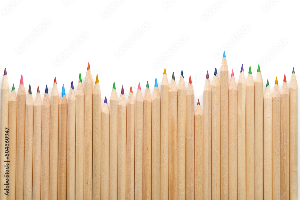 Colorful pencils isolated on white background