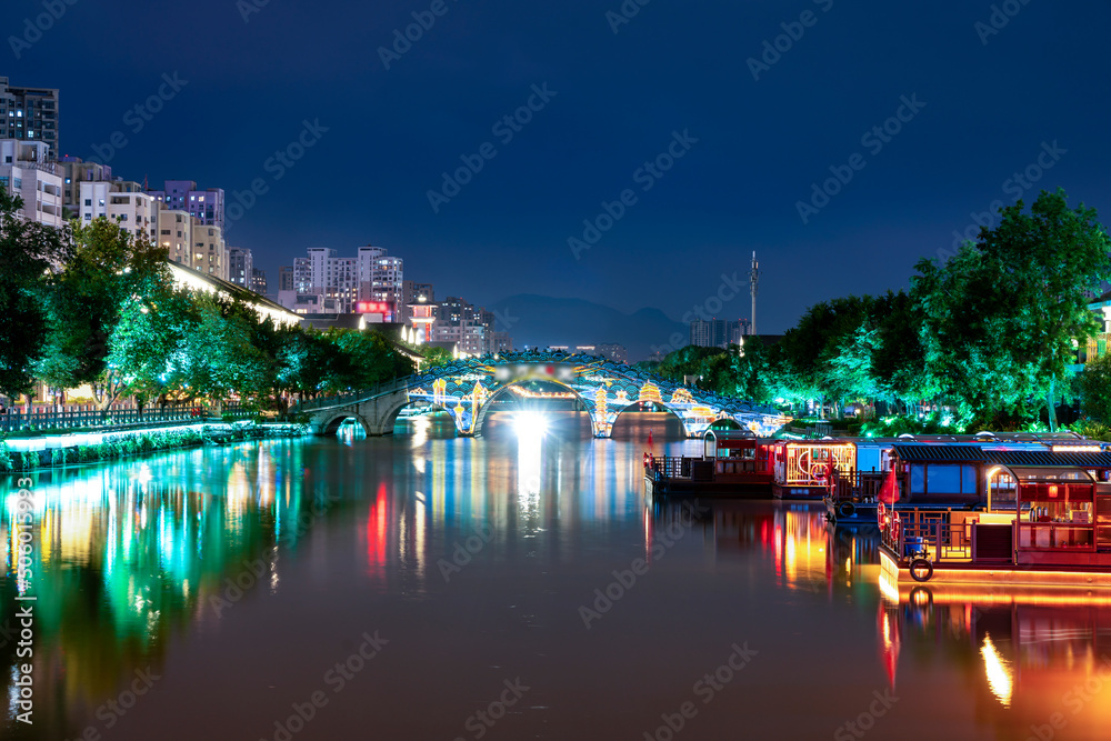 温州印象南塘公园城市夜景