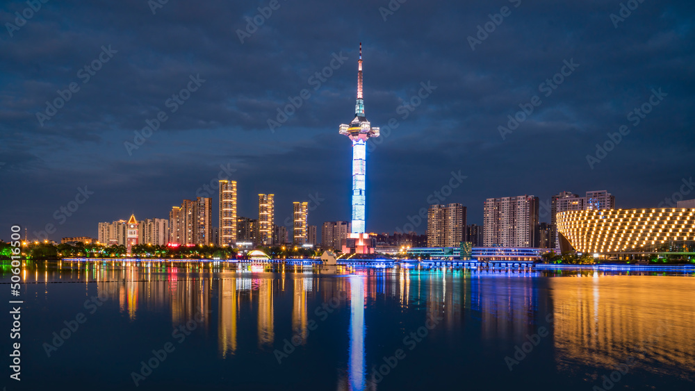 中国盐城城市景观夜景