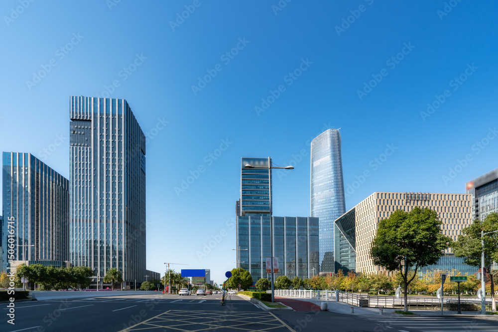 中国宁波现代建筑街景