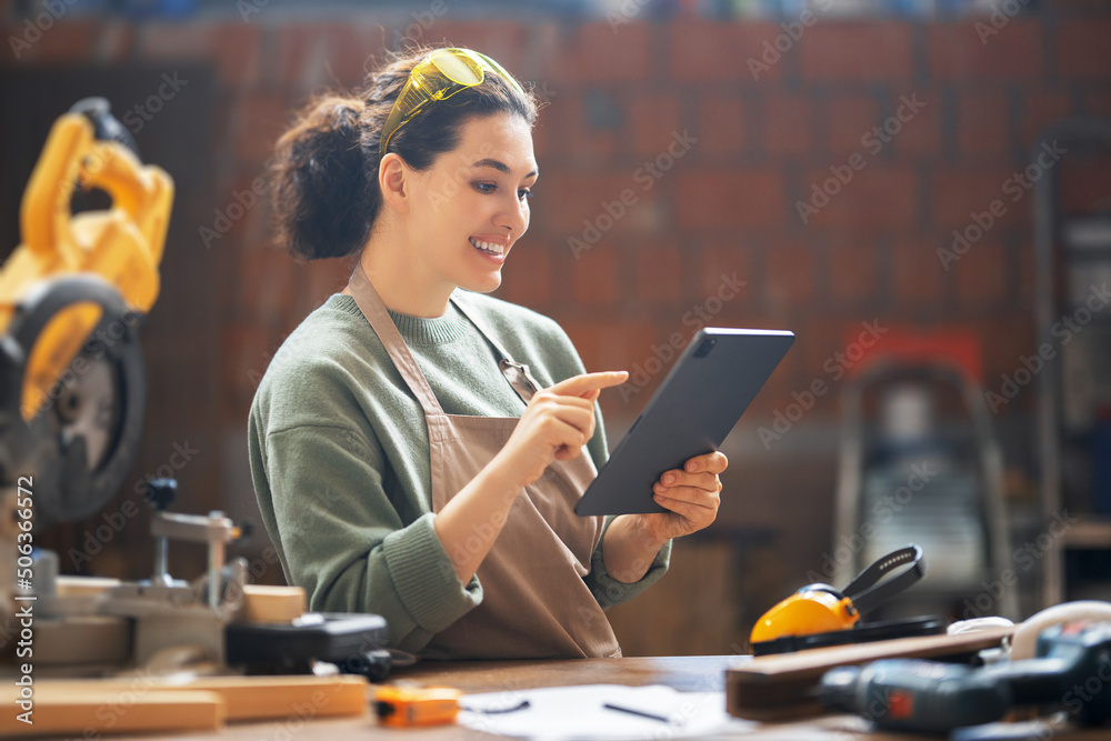 woman carpenter in workshop