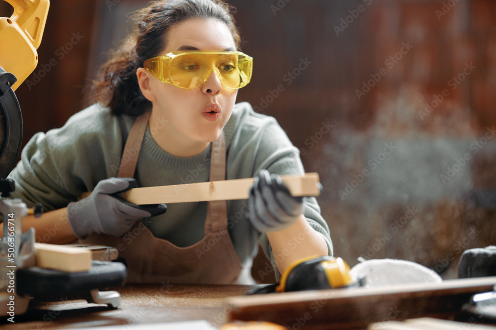 woman carpenter in workshop